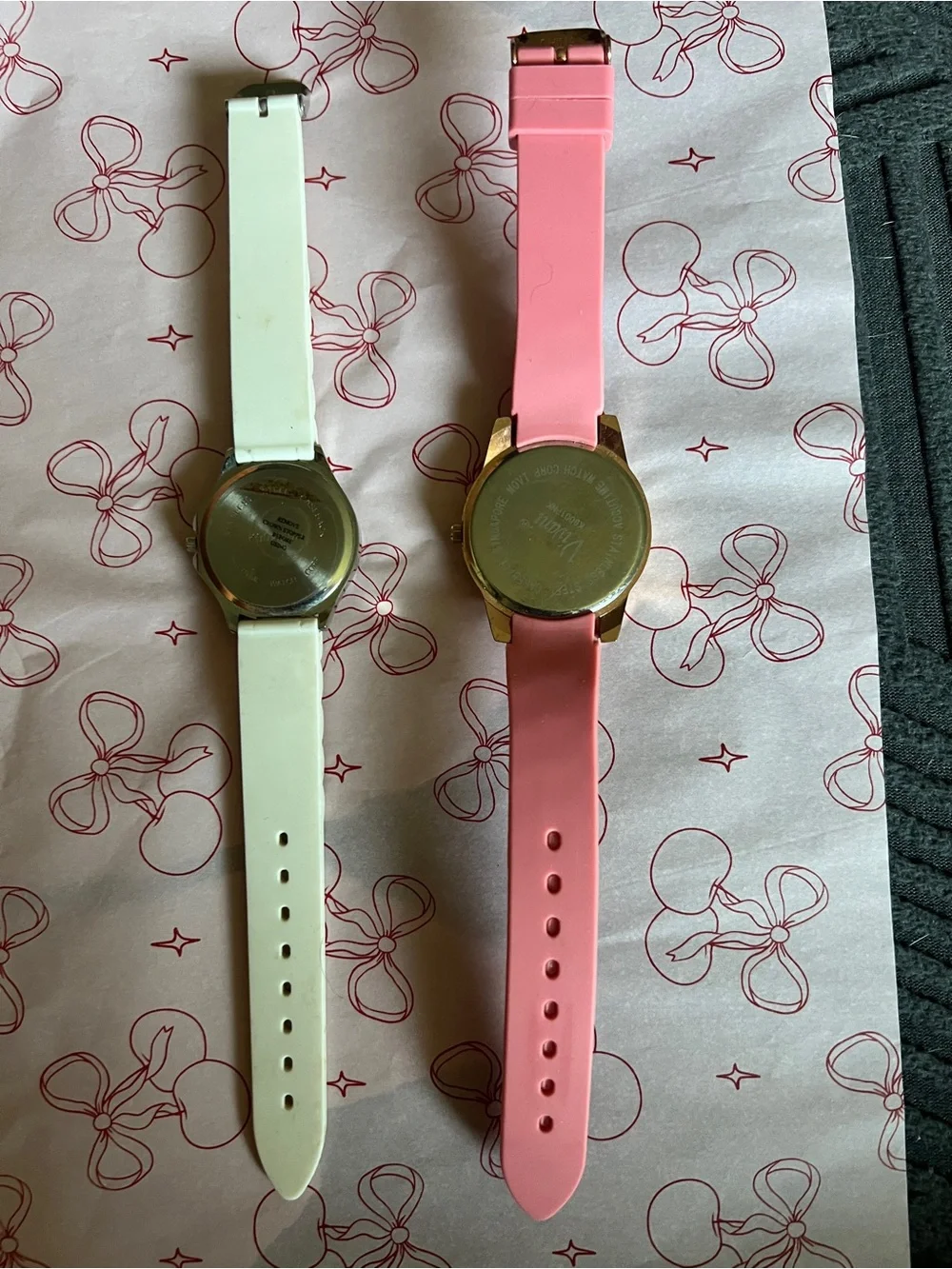 Viviani Pink and Cream Rhinestone Watches - Set of 2